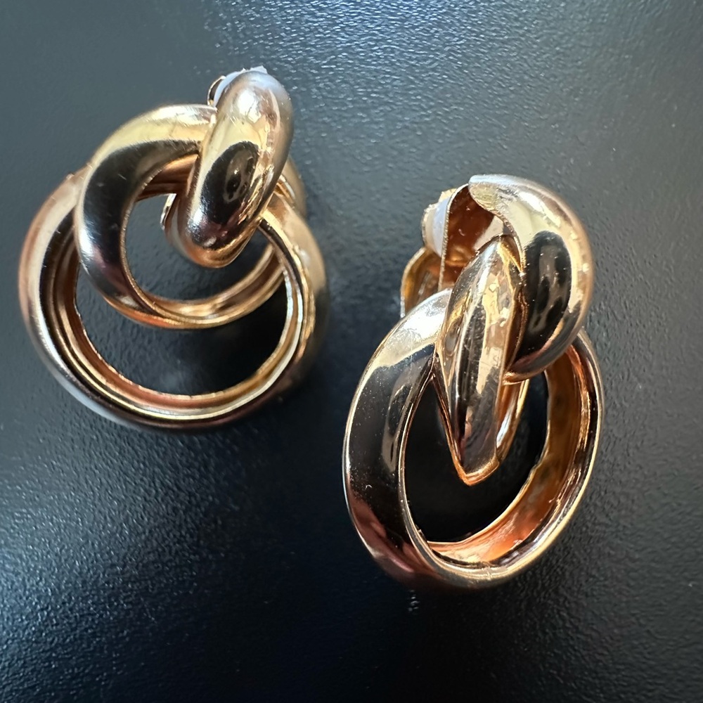 Gold Knot Clip On Earrings